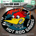 Rod Mr. Horsepower Woodpecker CUSTOM Round Rug
