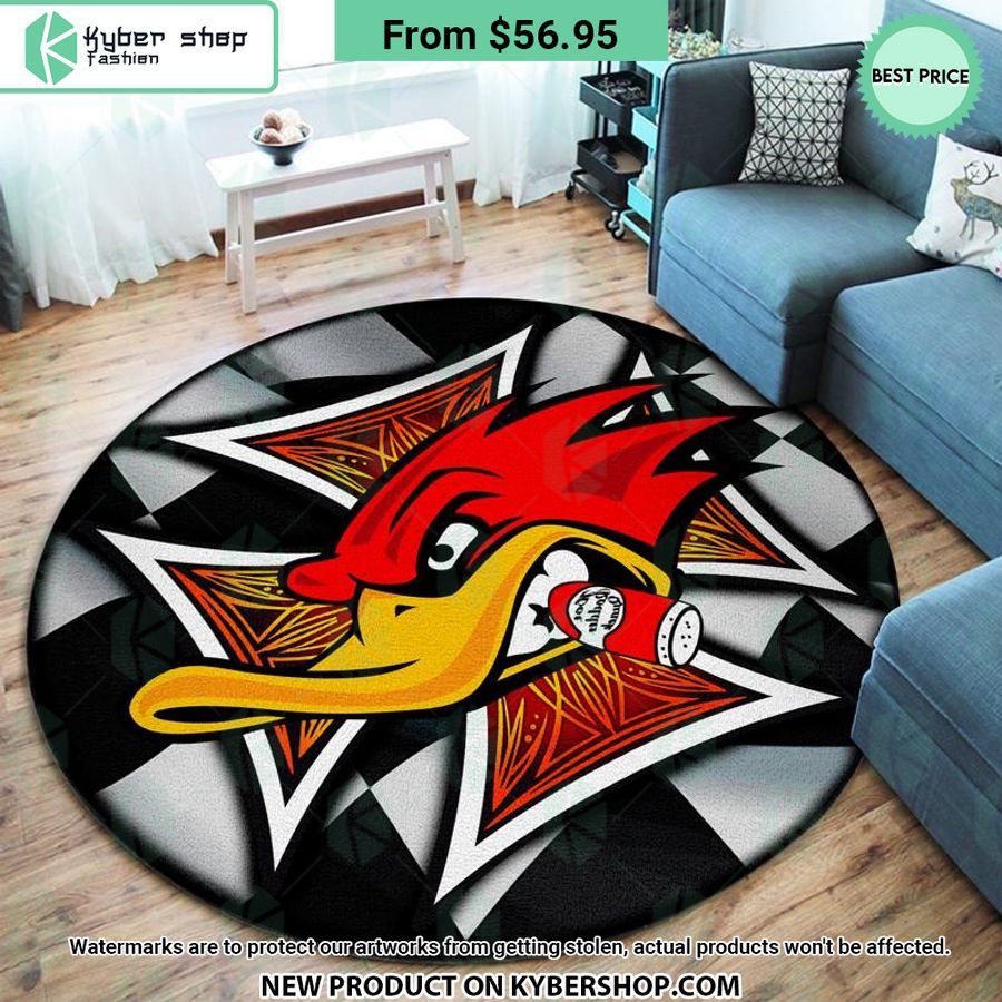 Rod Woodpecker Speed Shop Round Rug
