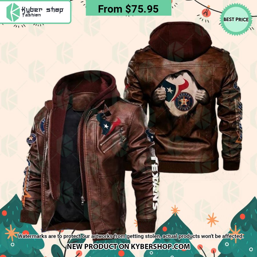 Houston Texans Houston Astros Leather Jacket