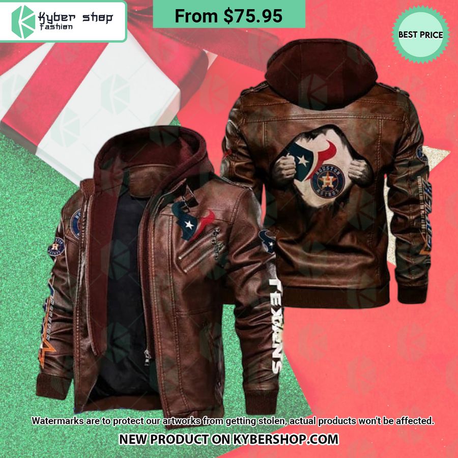 Houston Texans Houston Astros Leather Jacket