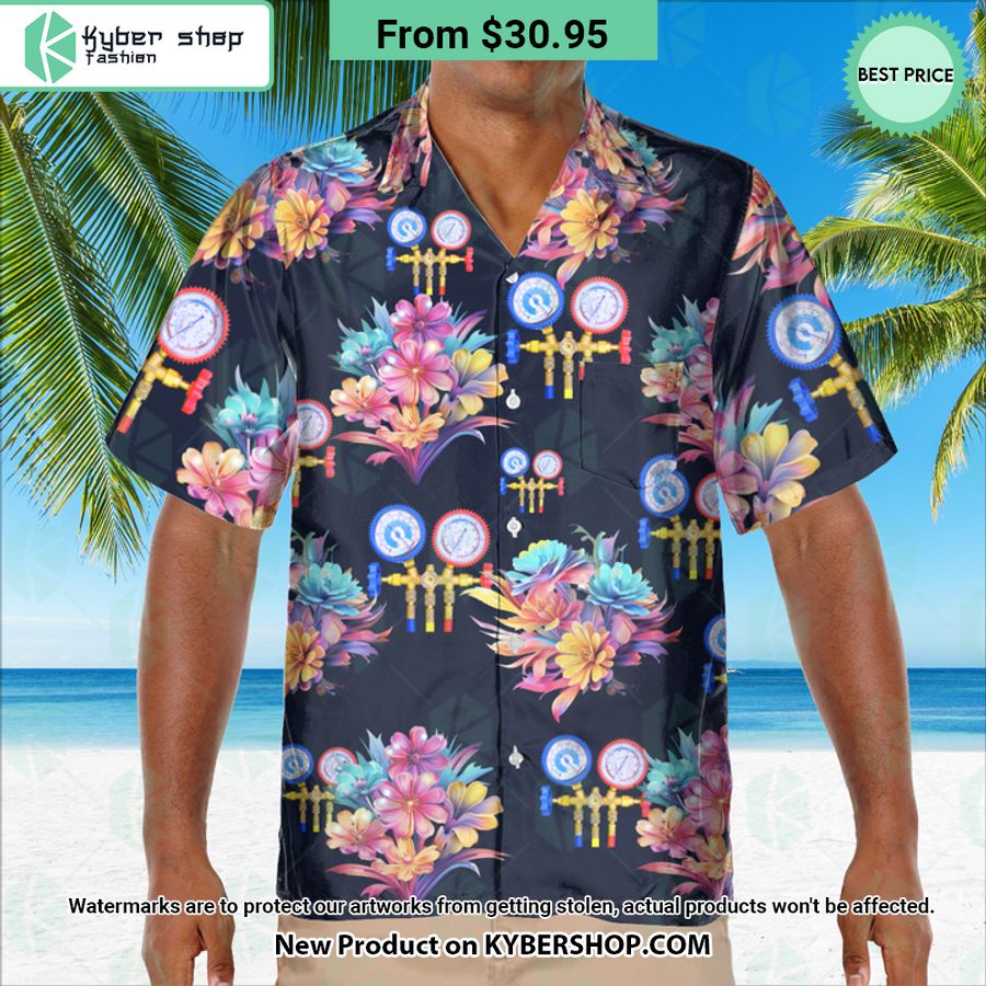 HVAC Tech Flowers Hawaiian Shirt