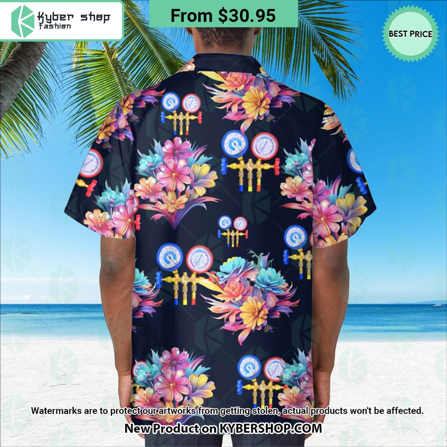 HVAC Tech Flowers Hawaiian Shirt