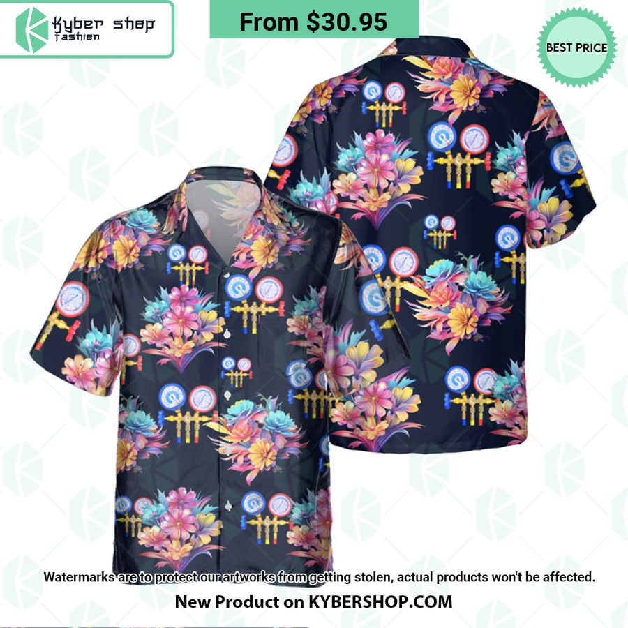 HVAC Tech Flowers Hawaiian Shirt