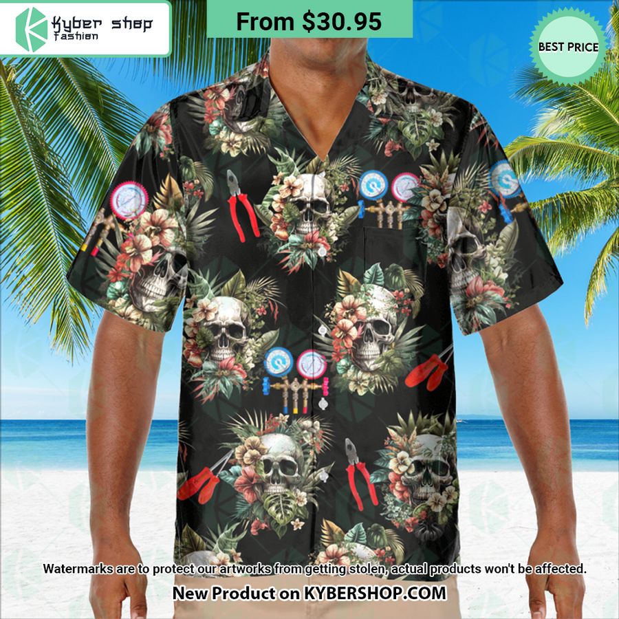 HVAC Tech Skull Hawaiian Shirt