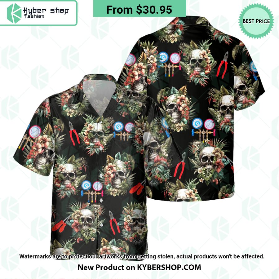 HVAC Tech Skull Hawaiian Shirt