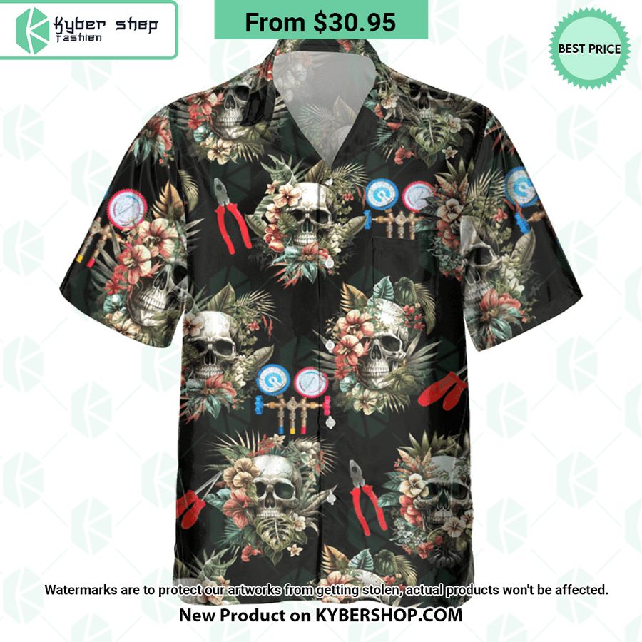HVAC Tech Skull Hawaiian Shirt