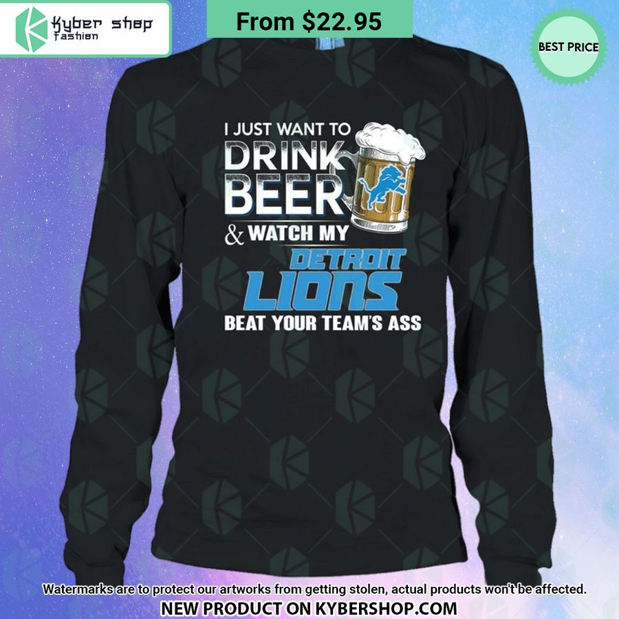 I Just Want To Drink Beer & Watch My Detroit lions T Shirt