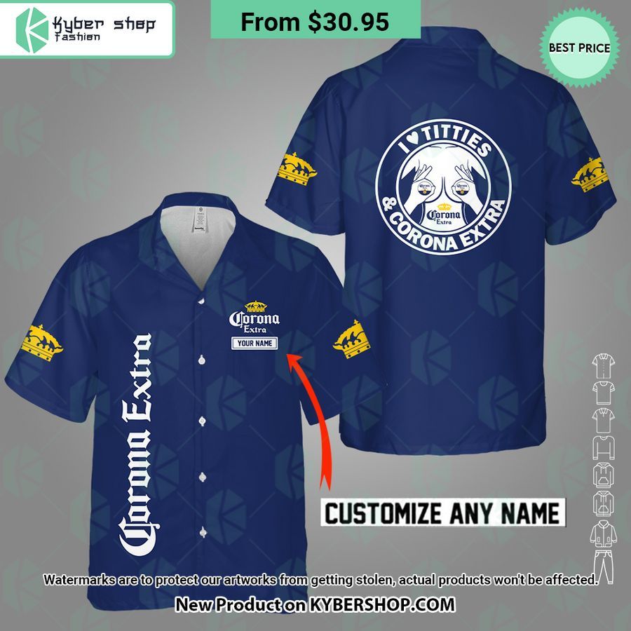 I Love Titties And Corona Extra CUSTOM Hawaiian Shirt