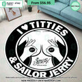 I love titties and Sailor Jerry Round Rug