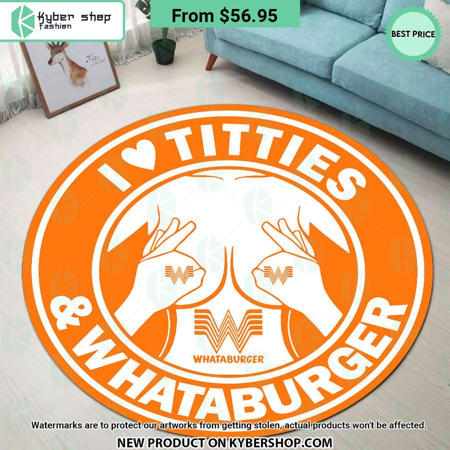 I love Titties and Whataburger Round Rug