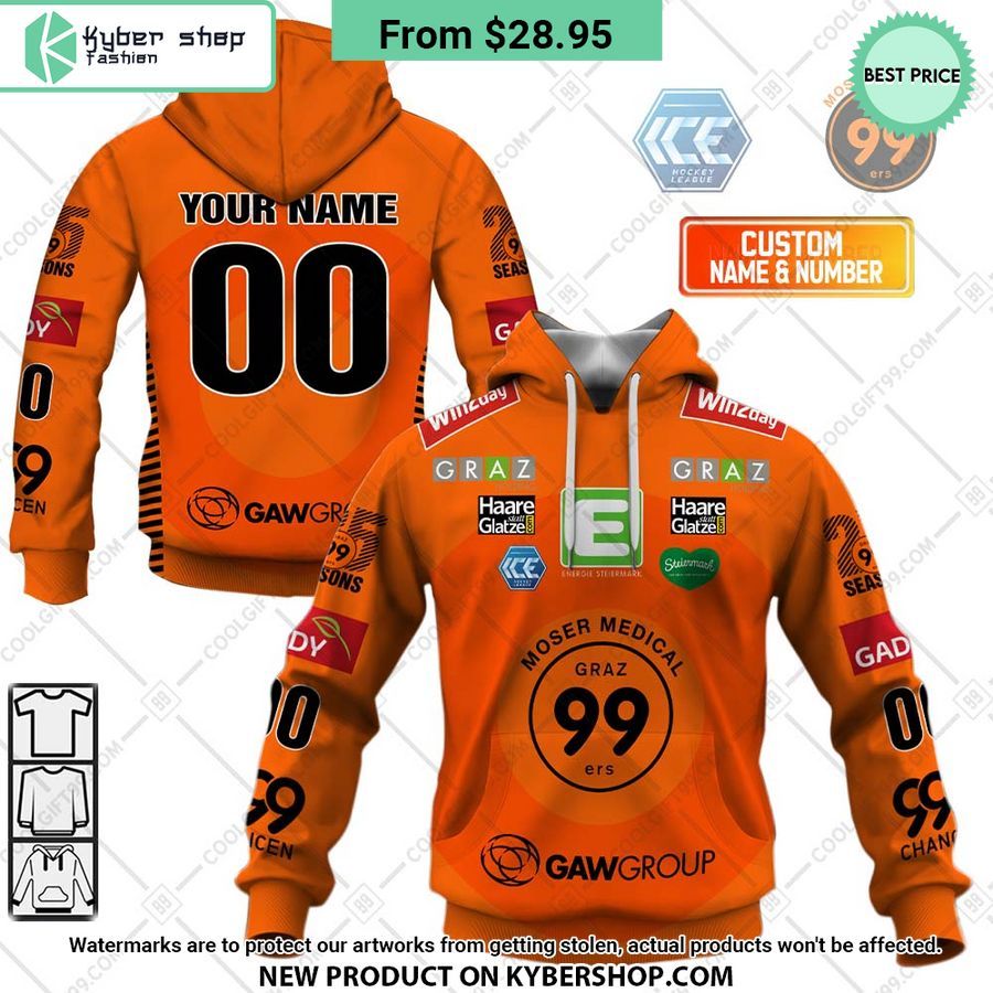 Ice Hockey League Graz 99ers Home Jersey Style Hoodie