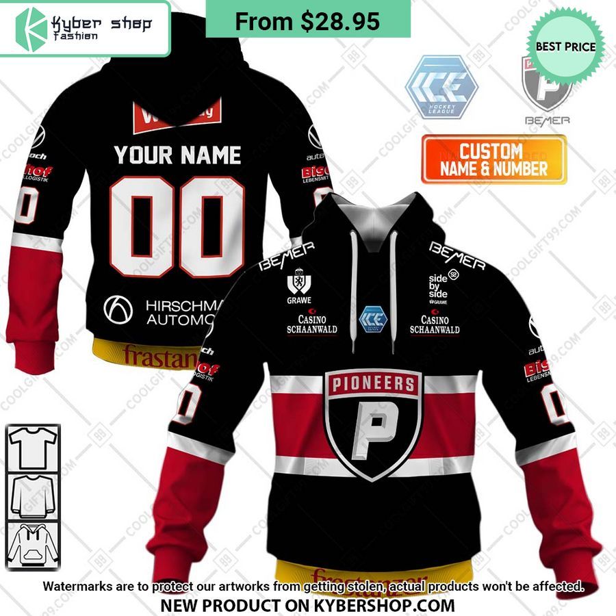 Ice Hockey League Pioneers Vorarlberg Home Jersey Style Hoodie
