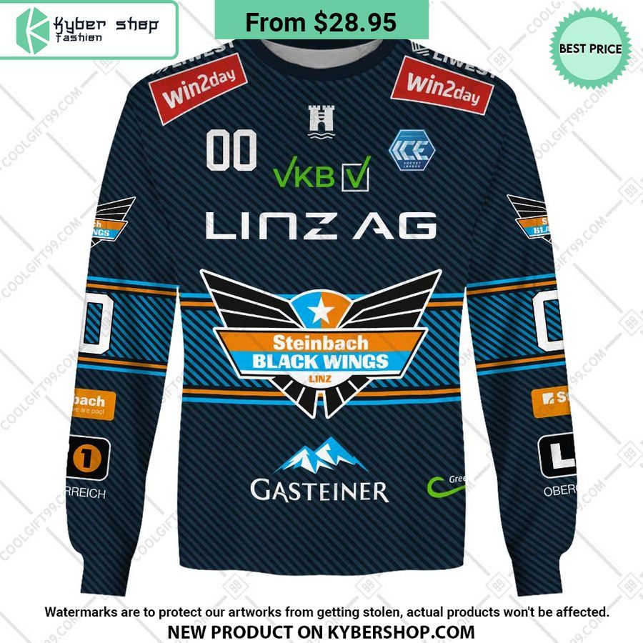 Ice Hockey League Steinbach Black Wings Linz Home Jersey Style Hoodie