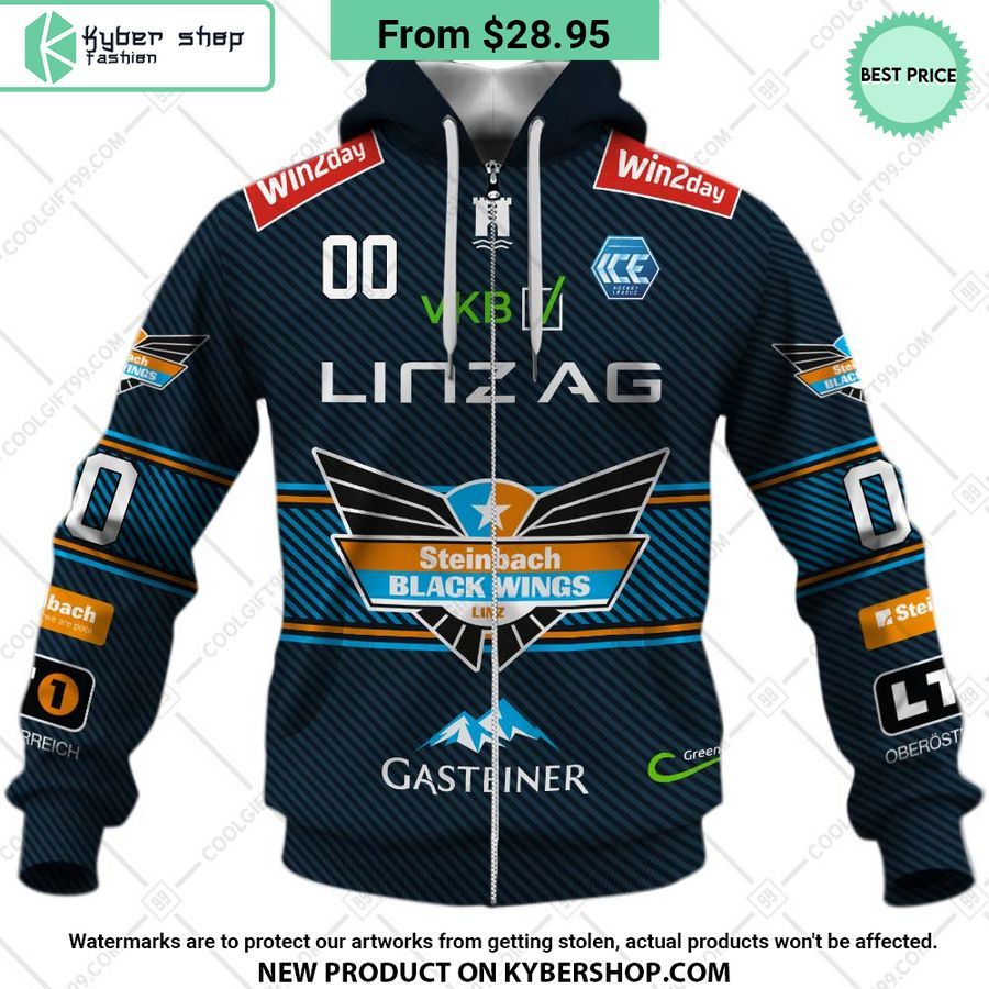 Ice Hockey League Steinbach Black Wings Linz Home Jersey Style Hoodie