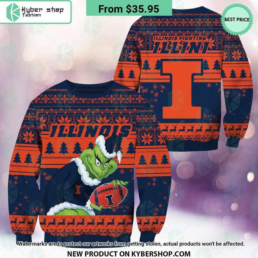 Illinois Fighting Illini Grinch Christmas Sweater