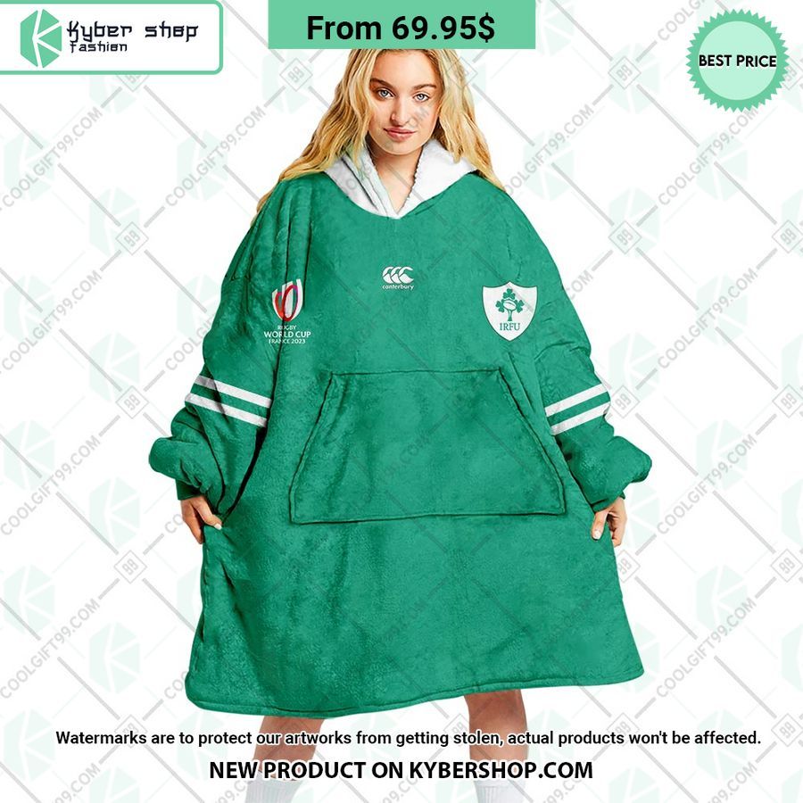 Ireland Rugby Home Jersey Rugby World Cup 2023 CUSTOM Blanket Hoodie