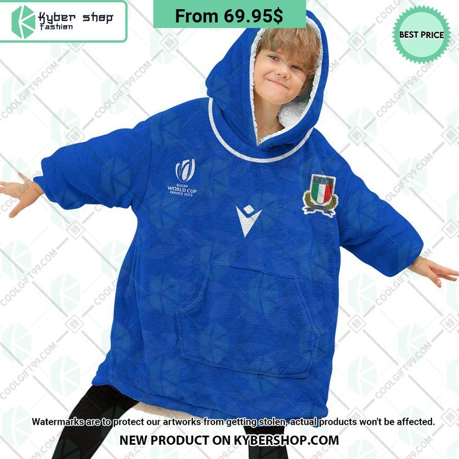 Italy Rugby Home Jersey Rugby World Cup 2023 CUSTOM Blanket Hoodie