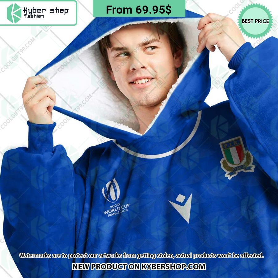 Italy Rugby Home Jersey Rugby World Cup 2023 CUSTOM Blanket Hoodie