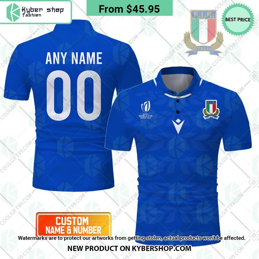 Italy Rugby Home Jersey Rugby World Cup 2023 CUSTOM Polo Shirt