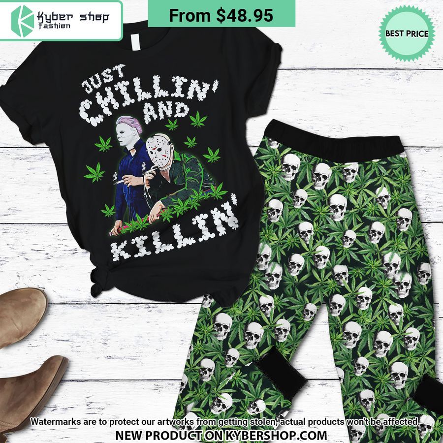 Jason Voorhees Michael Myers Just Chillin’ And Killin’ Weed Pajamas Set
