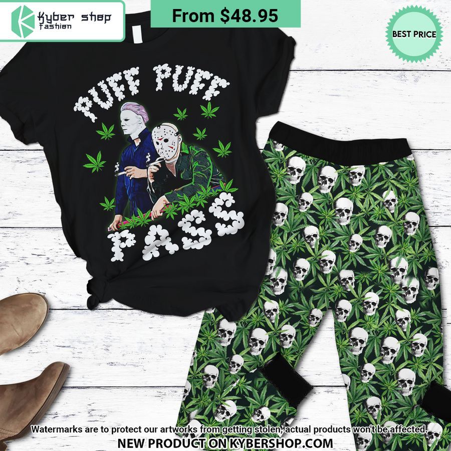 Jason Voorhees Michael Myers Puff Puff Pass Weed Pajamas Set