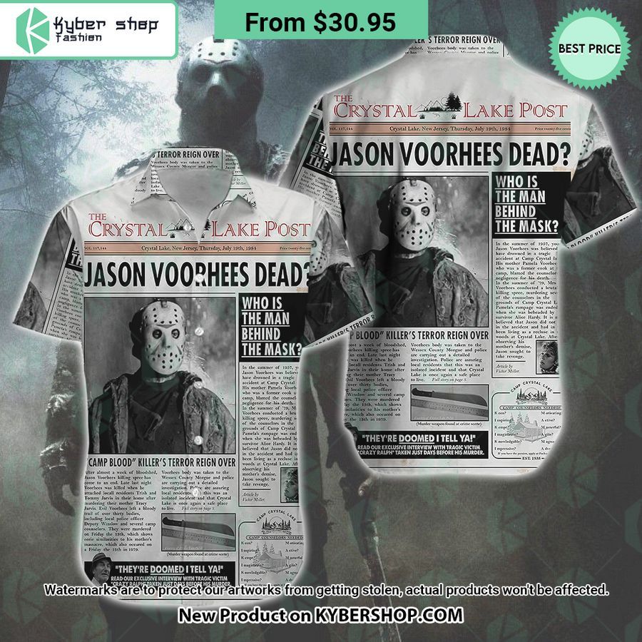 Jason Voorhees Newspaper Hawaiian Shirt