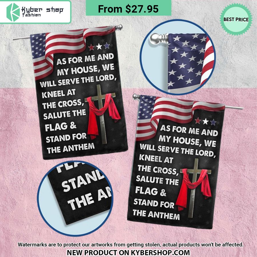 Jesus Cross American Flag As For Me And My House We Will Serve The Lord Flag
