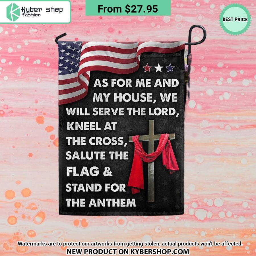 Jesus Cross American Flag As For Me And My House We Will Serve The Lord Flag