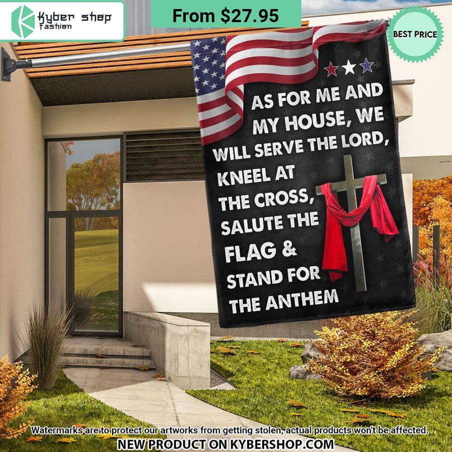 Jesus Cross American Flag As For Me And My House We Will Serve The Lord Flag