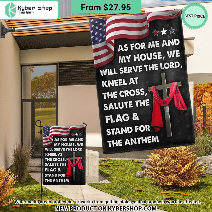 Jesus Cross American Flag As For Me And My House We Will Serve The Lord Flag