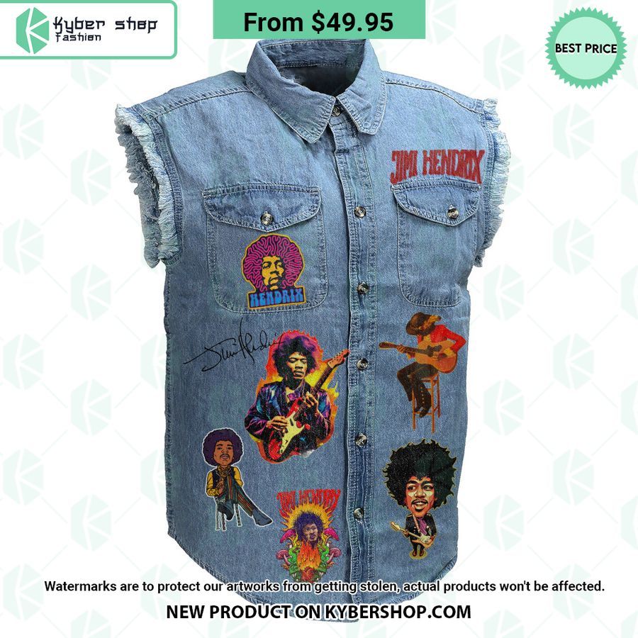Jimi Hendrix Knowledge Speaks Wisdom Listens Sleeveless Denim Jacket
