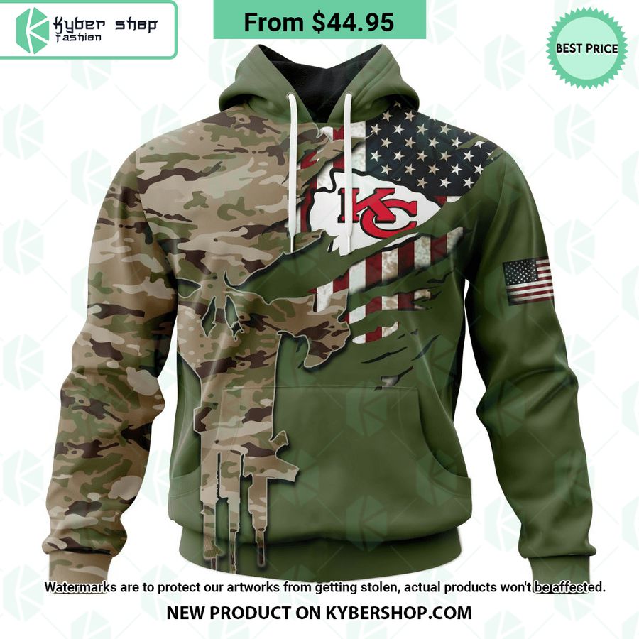 Kansas City Chiefs Camo Design Veterans Day Hoodie