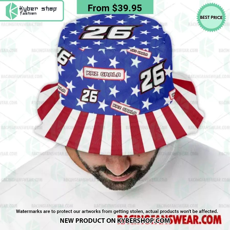 Kaz Grala NASCAR Racing Independence Day Bucket Hat
