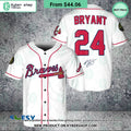 Kobe Bryant 24 Atlanta Braves White Baseball Jersey