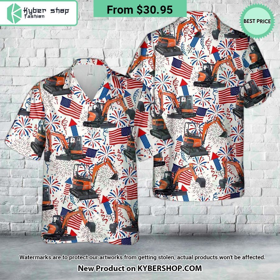 Kubota Excavator 4th Of July Hawaiian Shirt