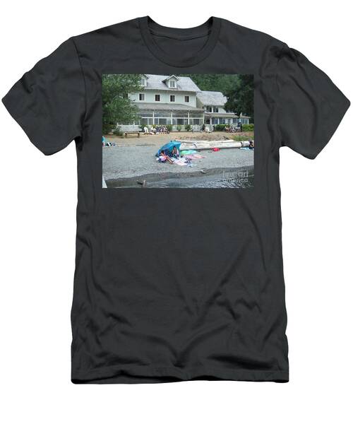 Lake Cresent Lodge With Sunbathers On The Beach T-Shirt