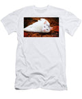 Serenity In Contrast White Blue-eyed Cat On Orange Mulch T-Shirt