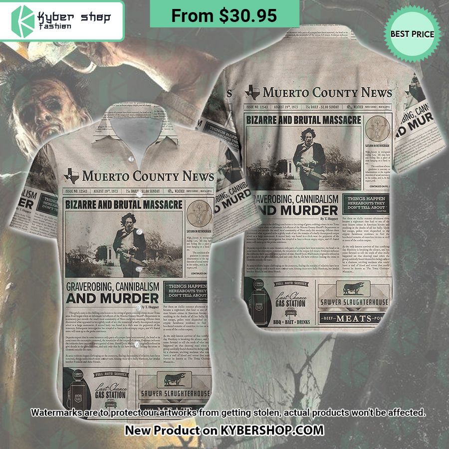 Leatherface Texas Chainsaw Newspaper Hawaiian Shirt