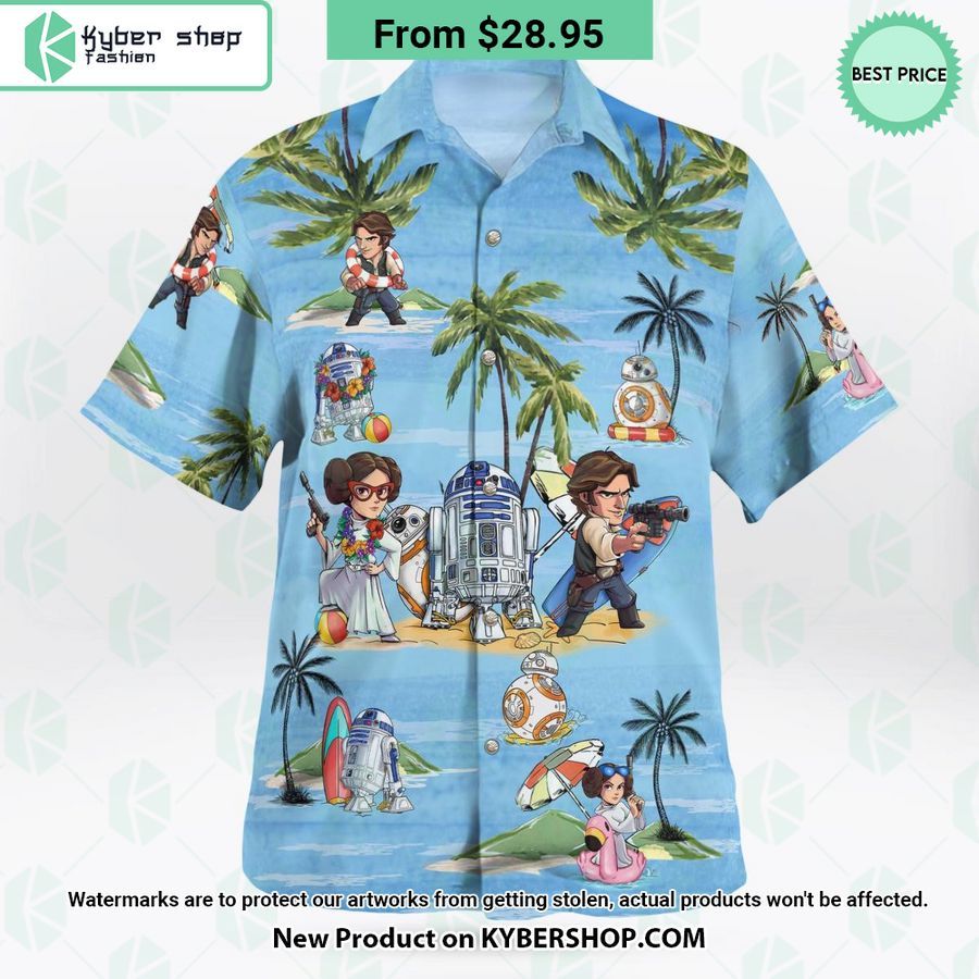 Leia Han Solo BB8 R2D2 Summer Time Hawaiian Shirt Shorts