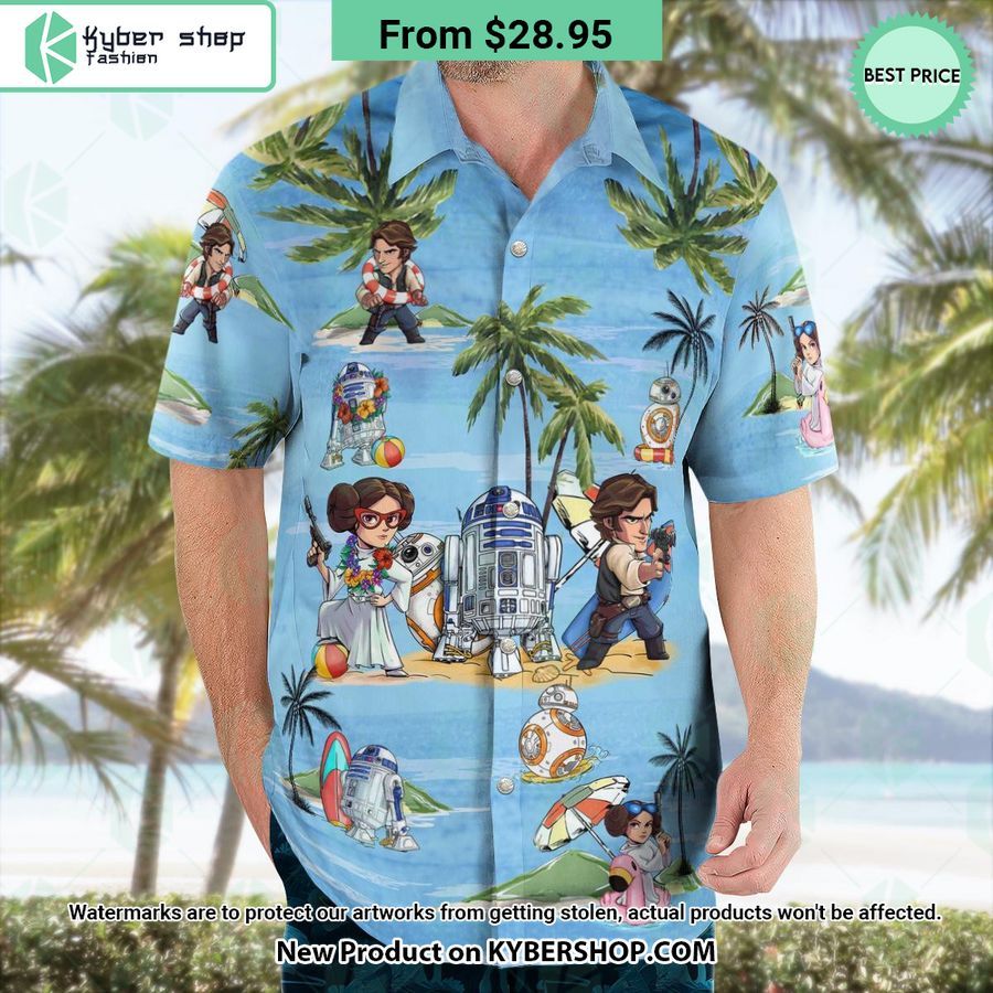 Leia Han Solo BB8 R2D2 Summer Time Hawaiian Shirt Shorts