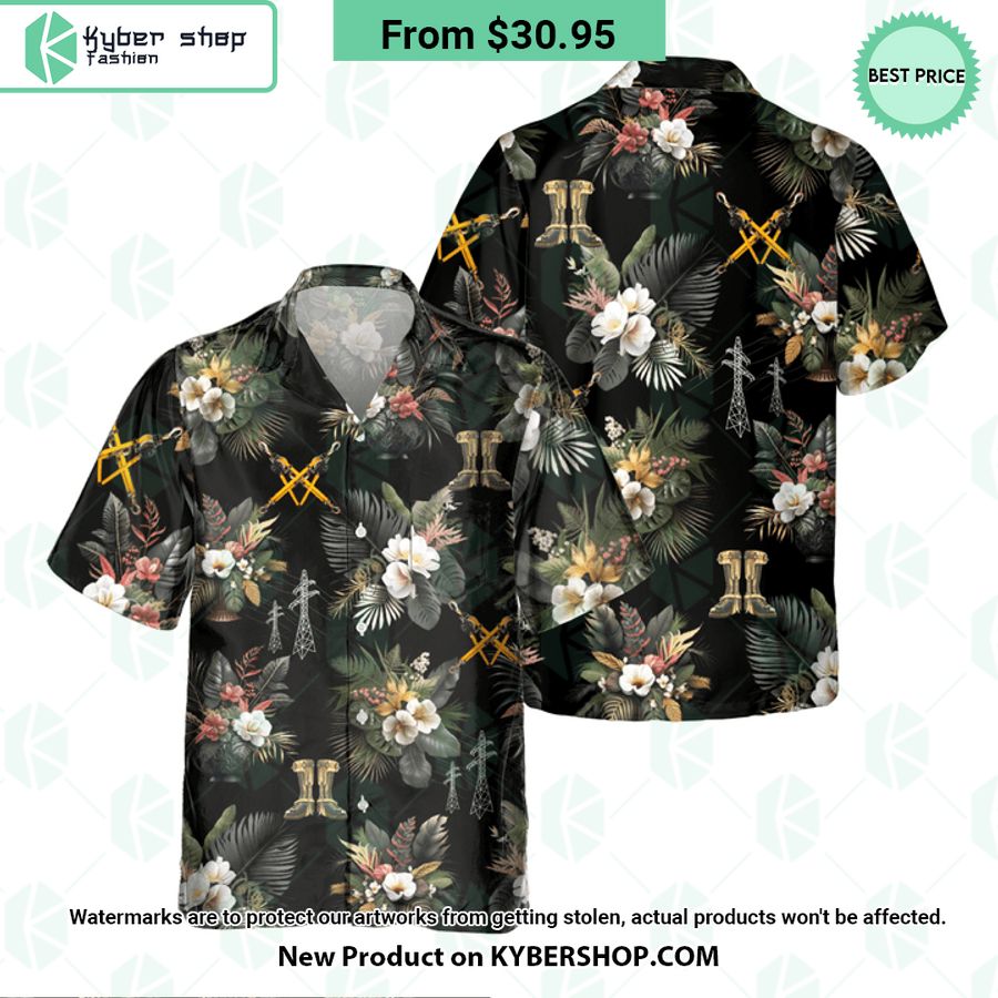 Lineman black Hawaiian Shirt