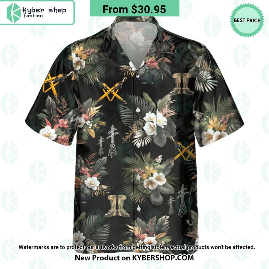 Lineman black Hawaiian Shirt