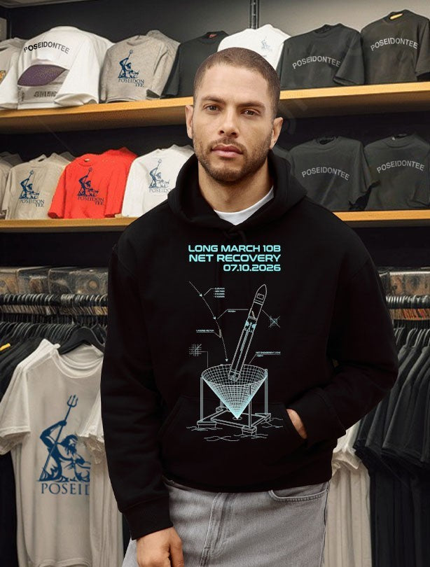 Long March 10b Rocket Recovery Sea-based Net Landing Concept Art T-shirt