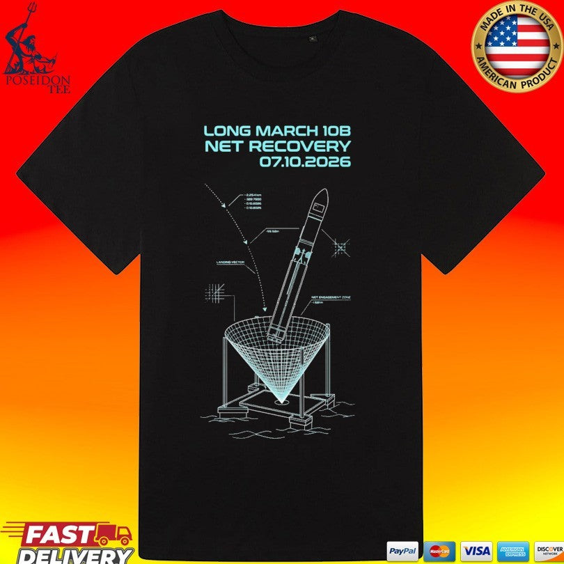 Long March 10b Rocket Recovery Sea-based Net Landing Concept Art T-shirt