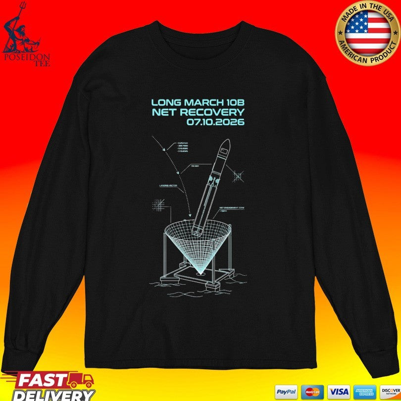 Long March 10b Rocket Recovery Sea-based Net Landing Concept Art T-shirt