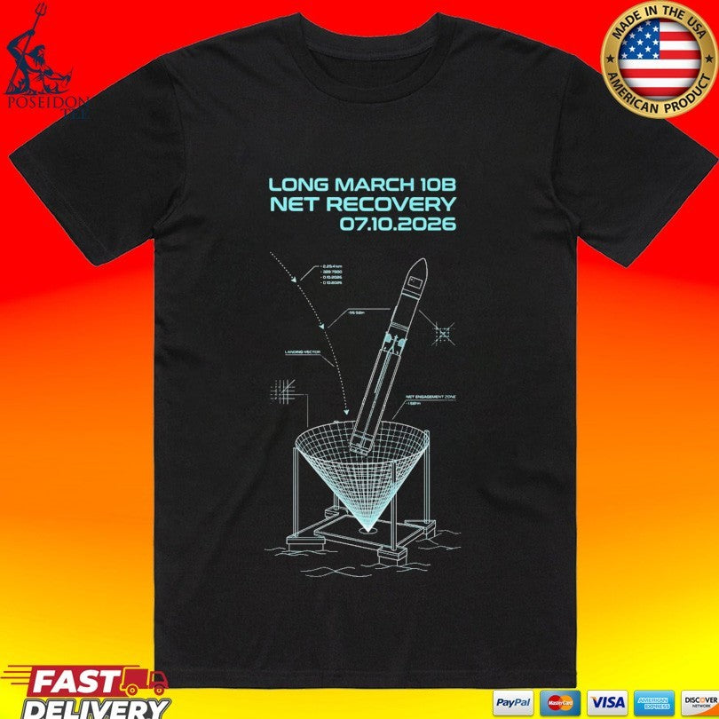 Long March 10b Rocket Recovery Sea-based Net Landing Concept Art T-shirt