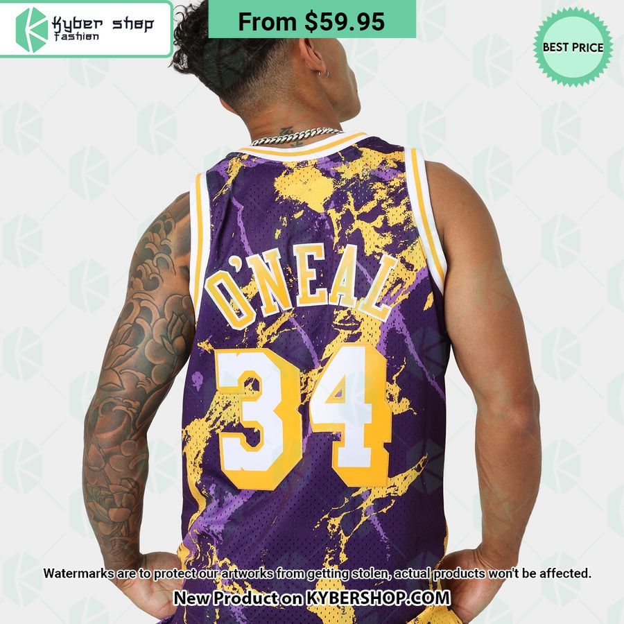 Los Angeles Lakers Shaquille O Neal 34 Marble Purple Basketball Jersey
