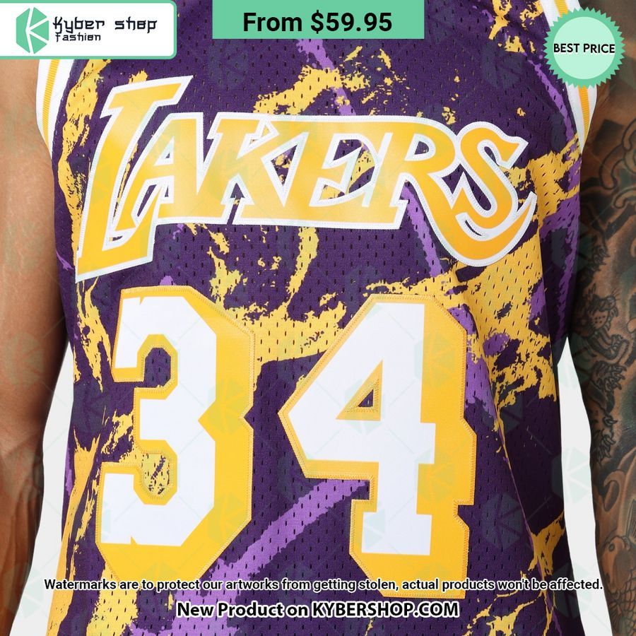 Los Angeles Lakers Shaquille O Neal 34 Marble Purple Basketball Jersey