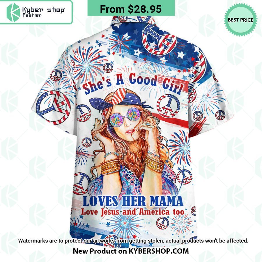 Loves Her Mama Love Jesus and America US Flag Hawaiian Shirt