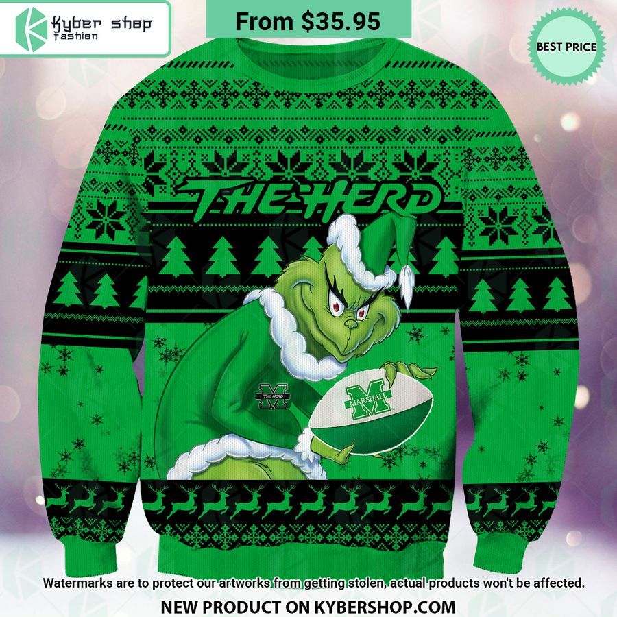 Marshall Thundering Herd Grinch Christmas Sweater